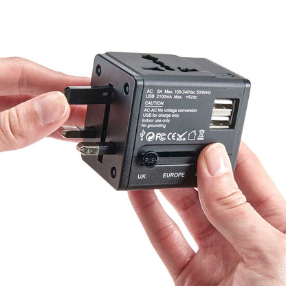 International Adapter Cube with Dual USB Chargers