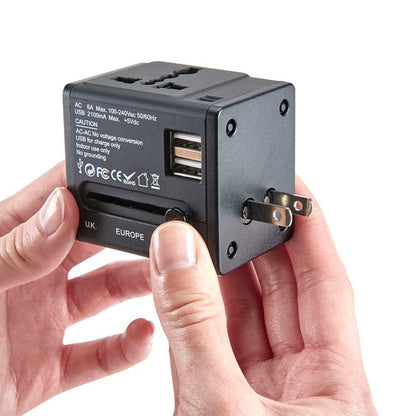 International Adapter Cube with Dual USB Chargers