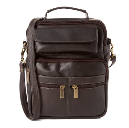 David King & Co. 454 Leather Large Cross Body Bag With Top Handle- $140 Cafe