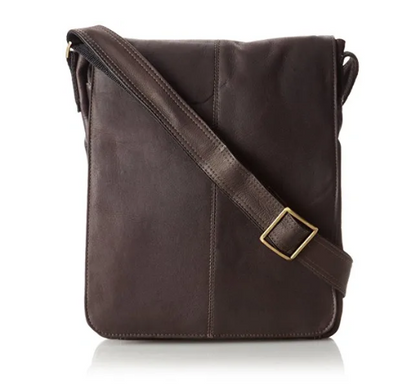 David King & Co. 145 Leather Small Vertical Messenger Bag- $120 Cafe