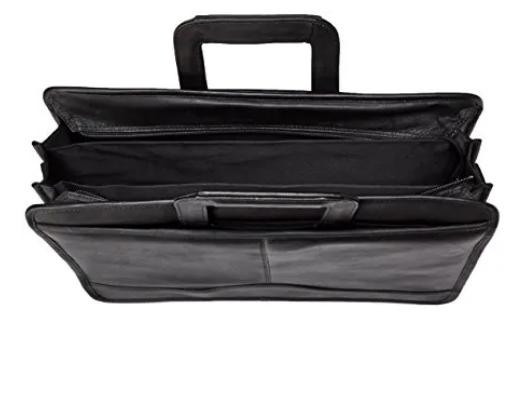 David King & Co. 134 Leather Triple Gusset Drop Handle Zippered Briefcase Cafe