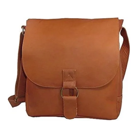 David King & Co. 187 Leather Vertical Laptop Messenger Bag With Large Ring- $150