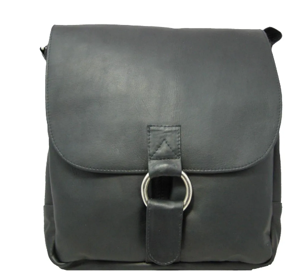 David King & Co. 187 Leather Vertical Laptop Messenger Bag With Large Ring- $150