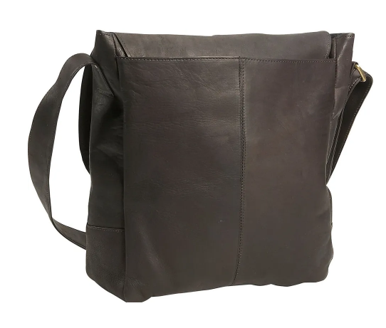 David King & Co. 187 Leather Vertical Laptop Messenger Bag With Large Ring