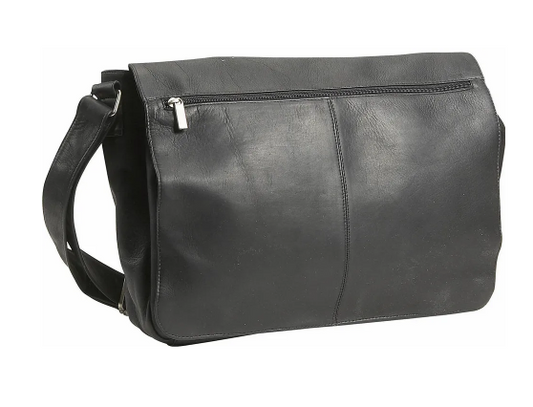 David King & Co. 189 Leather East/West Full Flap Over Messenger Bag Tan