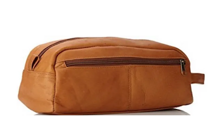 David King & Co. Large Leather Toiletry/Shave Bag Tan