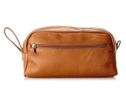 David King & Co. 418 Leather Small Double Toiletry/Shave Bag- $50 Tan