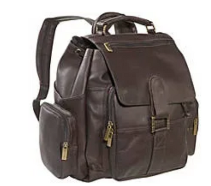David King & Co. Leather Top Handle Extra Large Backpack Cafe