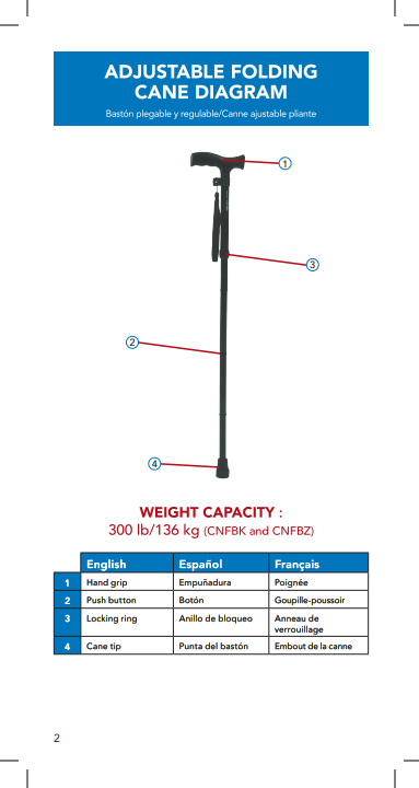 ProBasics Offset Folding Cane