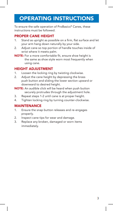 ProBasics Offset Folding Cane