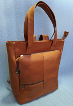 Daytrekr Leather Laptop Backpack/Tote Tan