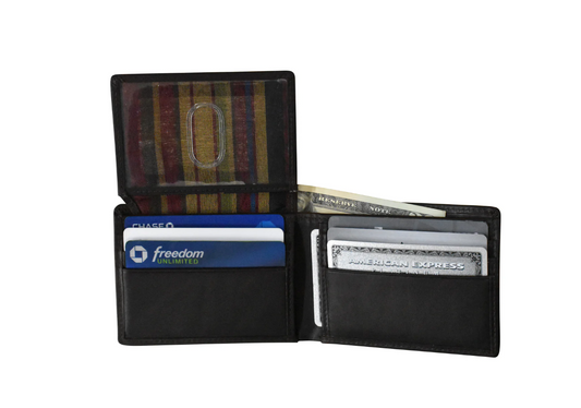 ili New York Leather Compact Bifold with Left Flip and RFID Chocolate Distressed