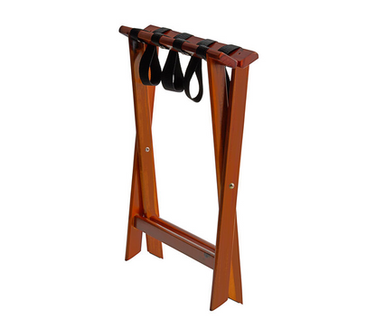 Lancaster Table & Seating Walnut Wood Folding Luggage Rack - In-Store Pickup Only