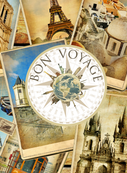 Lieber's Luggage Lab Greeting Cards- Vacation Collection Bon Voyage
