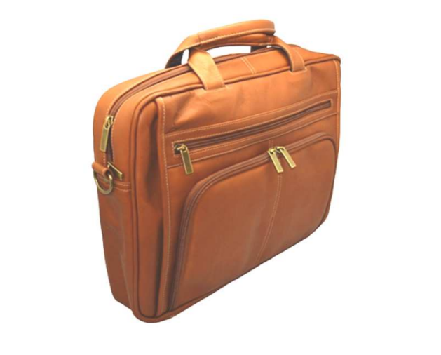 DayTrekr Slim Leather Zippered Briefcase
