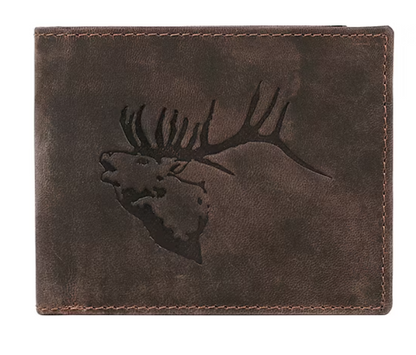 Karla Hanson AMERICA WILD RFID Leather Bifold Wallet Brown Elk
