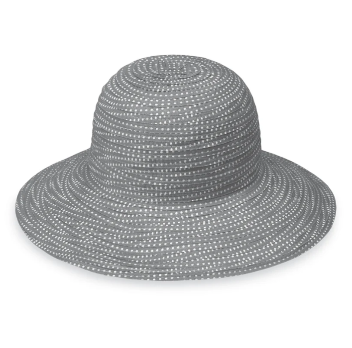 Wallaroo Hat Company- Petite Scrunchie UPF 50+ Grey White Petite