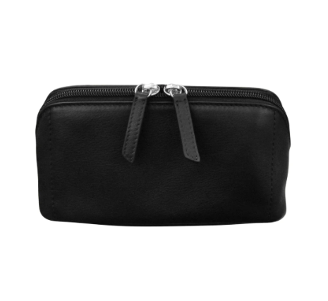 ili New York Smooth Leather Makeup Bag Black