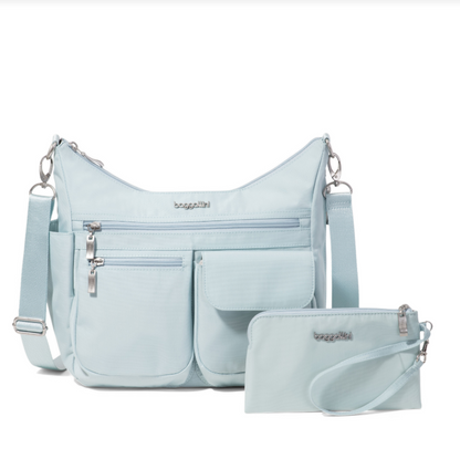Baggallini Modern Everywhere Hobo Crossbody w/ Trolley Sleeve & RFID Wristlet Wallet Pool