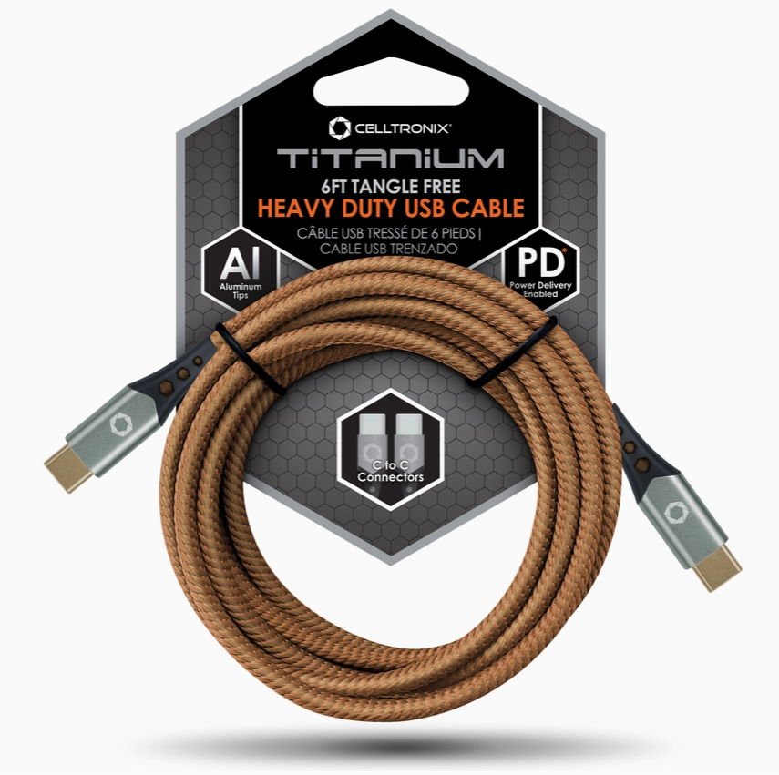 Celltronix Titanium 6' Fast Charging Type-C To Type-C Brown
