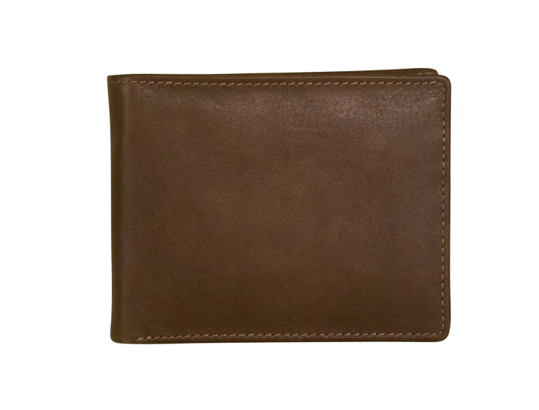 ili New York - Leather RFID blocking Bifold Men's Wallet with Middle Flip ID- 7745 Toffee Distressed