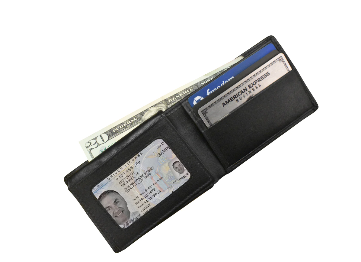 ili New York Leather Compact Bifold with Left Flip and RFID