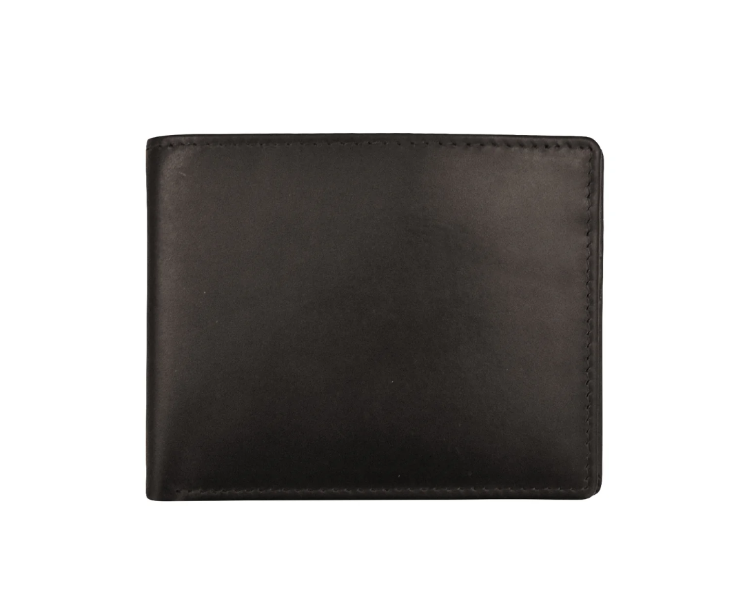 ili New York Leather Bifold Wallet w/ ID and RFID Chocolate Distressed