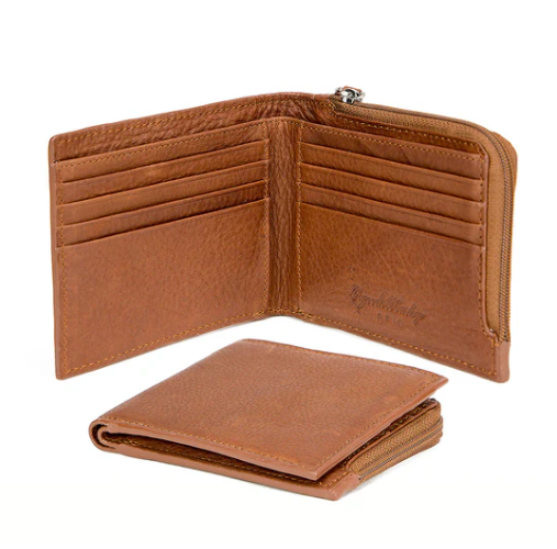 Osgoode Marley Leather RFID Bifold Wallet with Zip Pocket Brandy