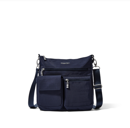 Baggallini Modern Everywhere Slim Crossbody With Removable RFID Wristlet Wallet Navy