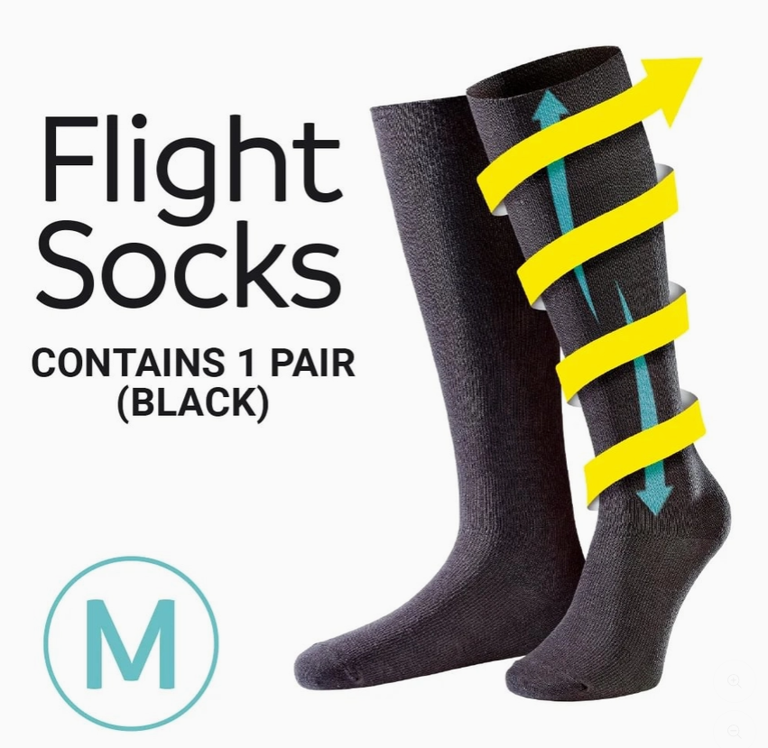 Go Travel Flight Socks Black Medium