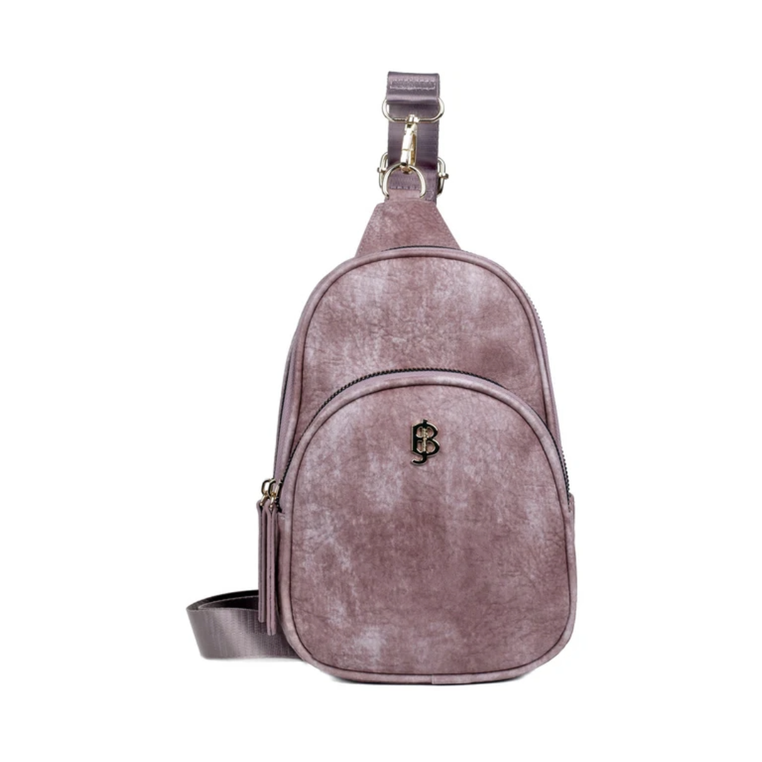 Julia Buxton Vegan Leather Chloe Crossbody Sling Bag Mauve