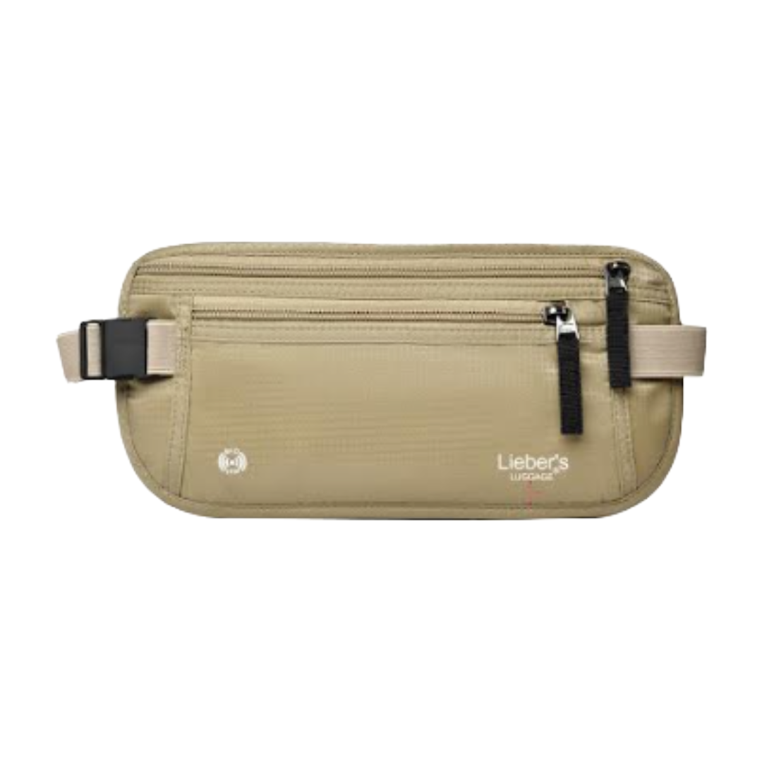 Lieber's Luggage® Lab RFID Blocking Money Wallet Belt Khaki