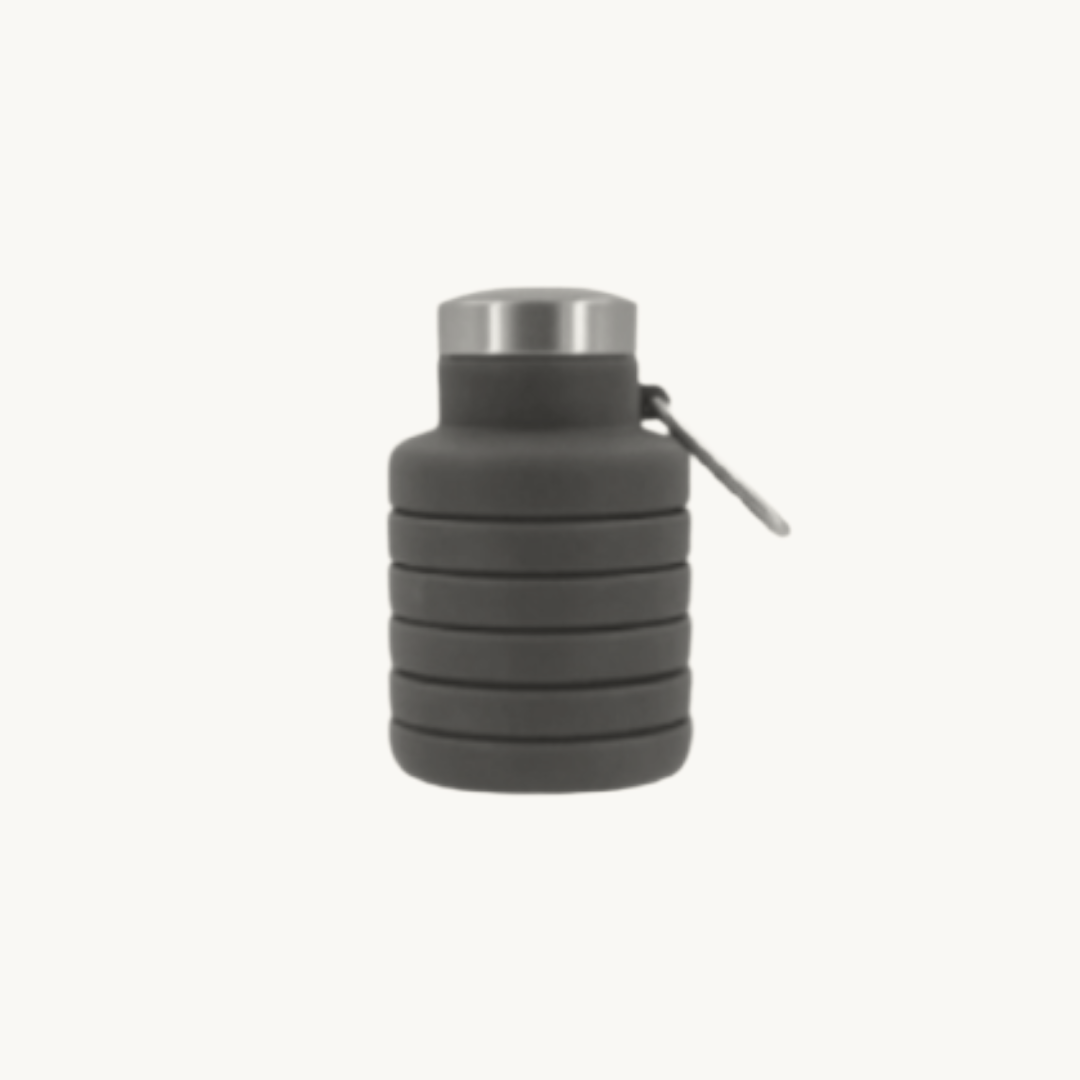 Lieber's Luggage Silicone Collapsible Travel Water Bottle (500ml) Grey
