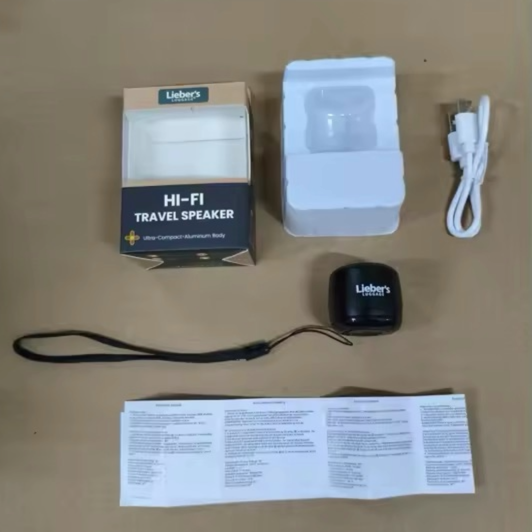 Lieber's Luggage® Ultra Lightweight Hi-Fi Mini Travel Speaker Black