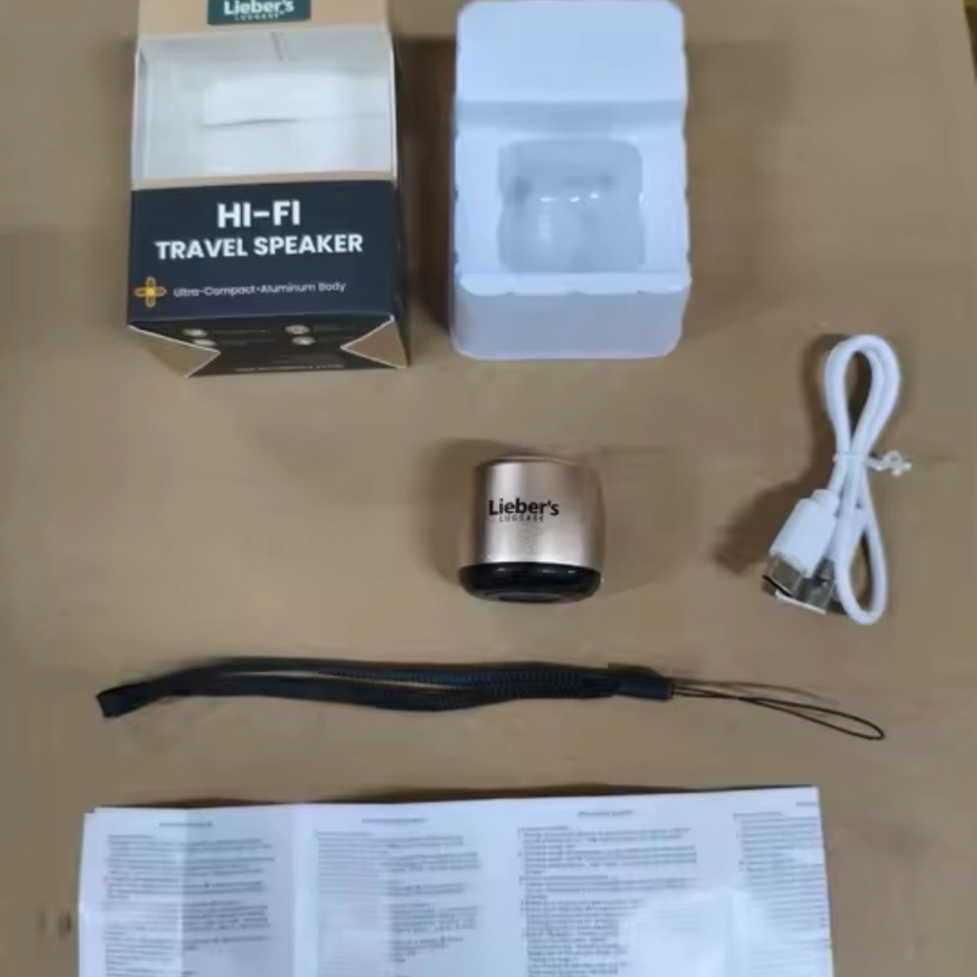 Lieber's Luggage® Ultra Lightweight Hi-Fi Mini Travel Speaker Gold