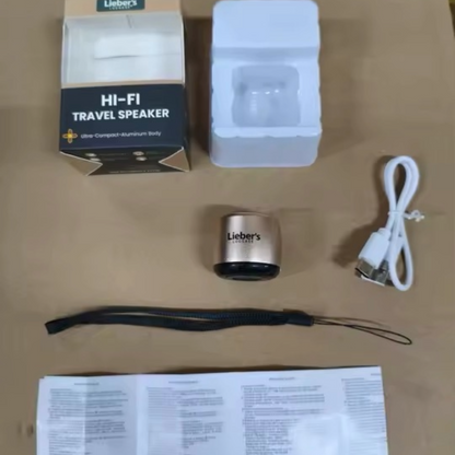 Lieber's Luggage® Ultra Lightweight Hi-Fi Mini Travel Speaker Gold