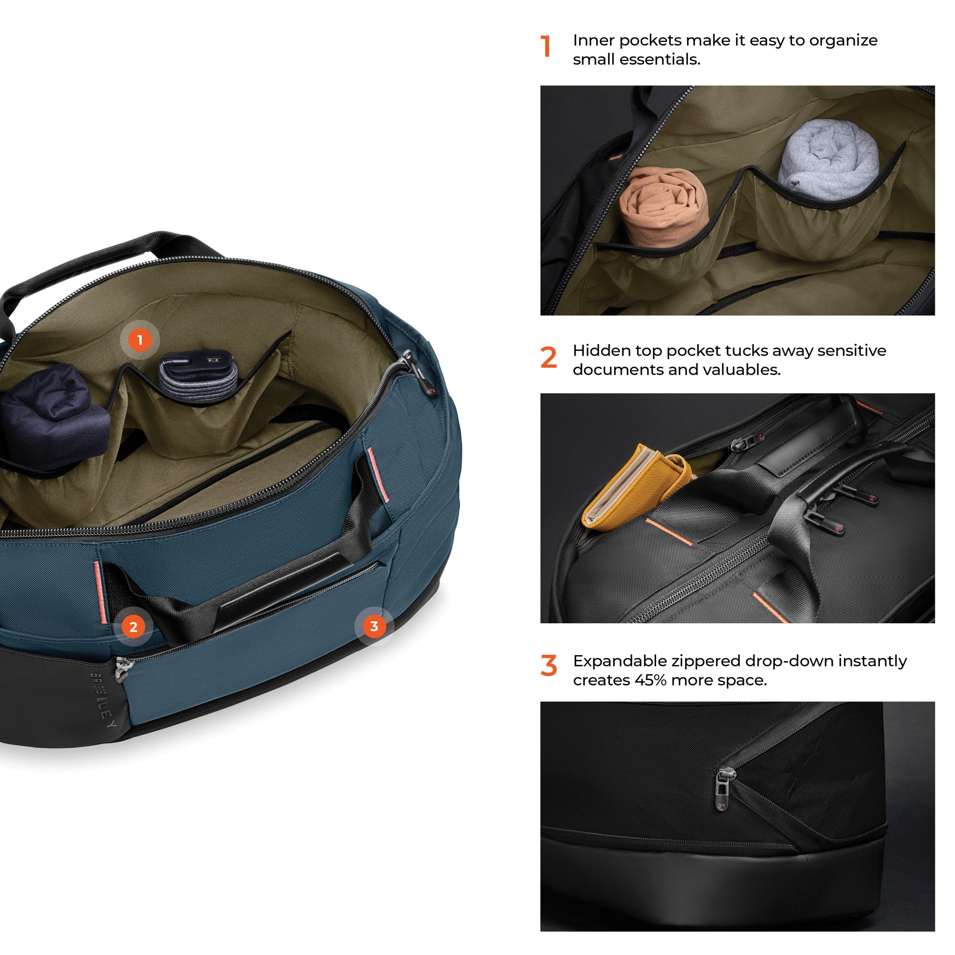 *NEW* Briggs & Riley ZDX Expandable Overnighter Bag with trolley sleeve passthrough