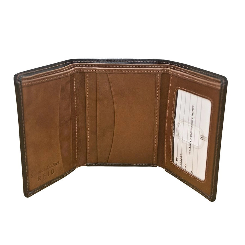 ili New York RFID Trifold Leather Wallet Black Toffee