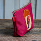 In Blue Handmade Leather Applique | Wax Canvas Zipper Pouch- $49