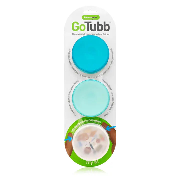 Humangear GoTubb 3-Pack Toiletry Containers (MEDIUM) Clear Teal Aqua