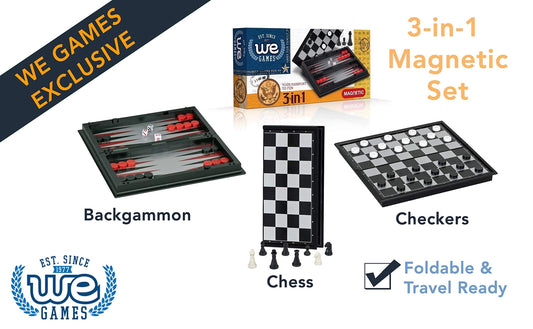 WE Games - Magnetic 3-in-1 Combination Game Travel Set - 8 Inches