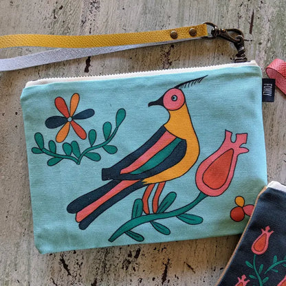 Jen Fox Studio Zippered Pouch Heirloom Bird