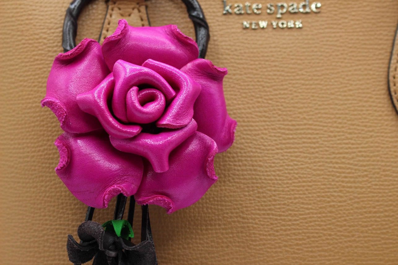 Leather Bag Charm/Keychain- Rose