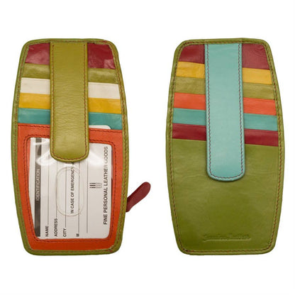 ILI New York RFID Leather Card Holder Wallet with Zip Pocket- 7804 Citrus