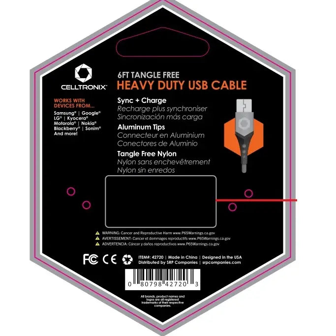 Celltronix Mcx Titanium 6' Fast Charging Micro Usb Cable