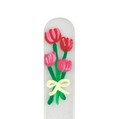 Czech Crystal Nail File - Size Large- Hand Painted Collection Tulip Bouquet