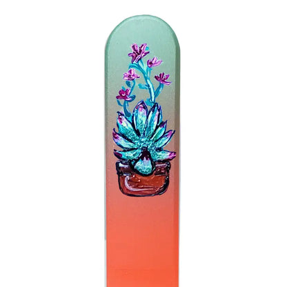 Czech Crystal Nail File- Size Medium- Hand Painted Collection Succulents