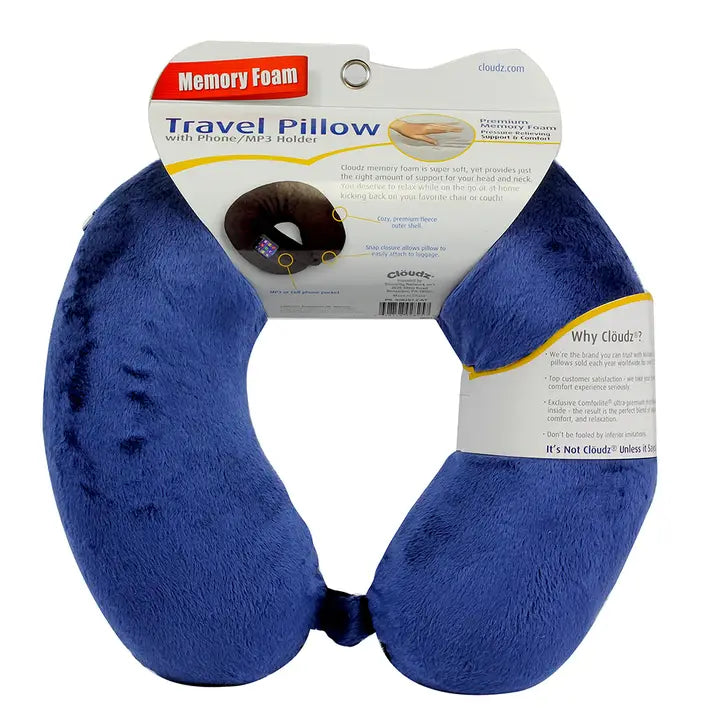 Cloudz Memory Foam Travel Neck Pillow with Snap