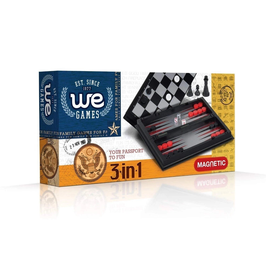 WE Games - Magnetic 3-in-1 Combination Game Travel Set - 8 Inches
