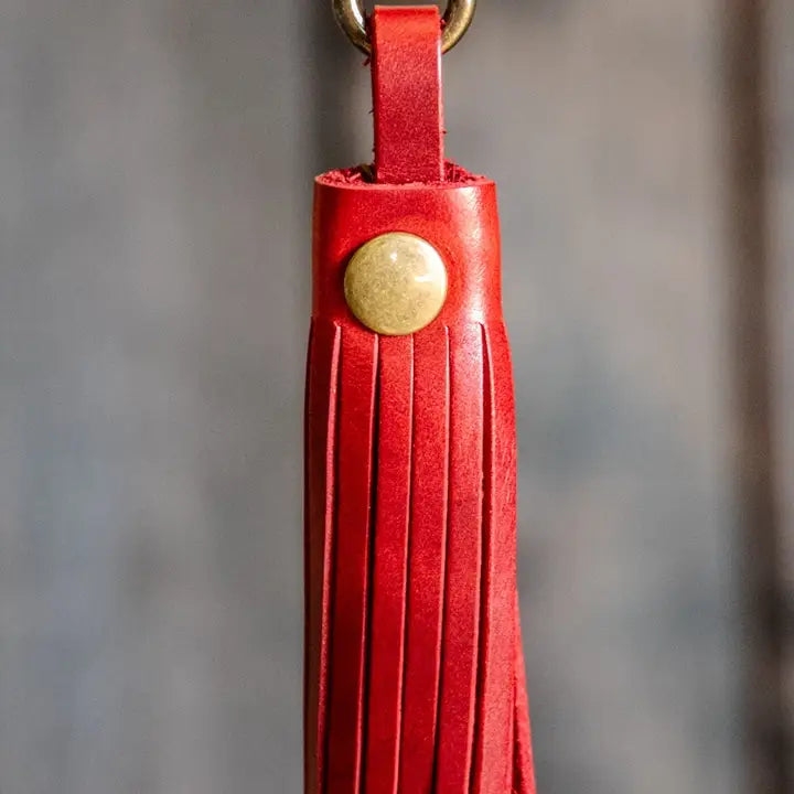 In Blue Handmade Leather Tassel | Leather Key Chain | Leather Fob- $23